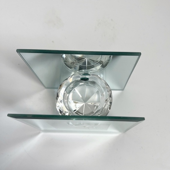 Diamond and Mirror glass Tea Light Holder NWT
